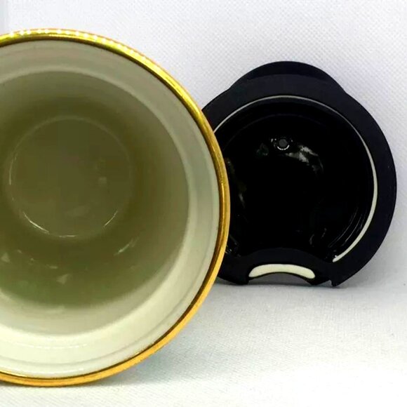 RARE 2014 Starbucks Dot Collection Monochromic Black Hearts Ceramic Travel Mug - Picture 6 of 8